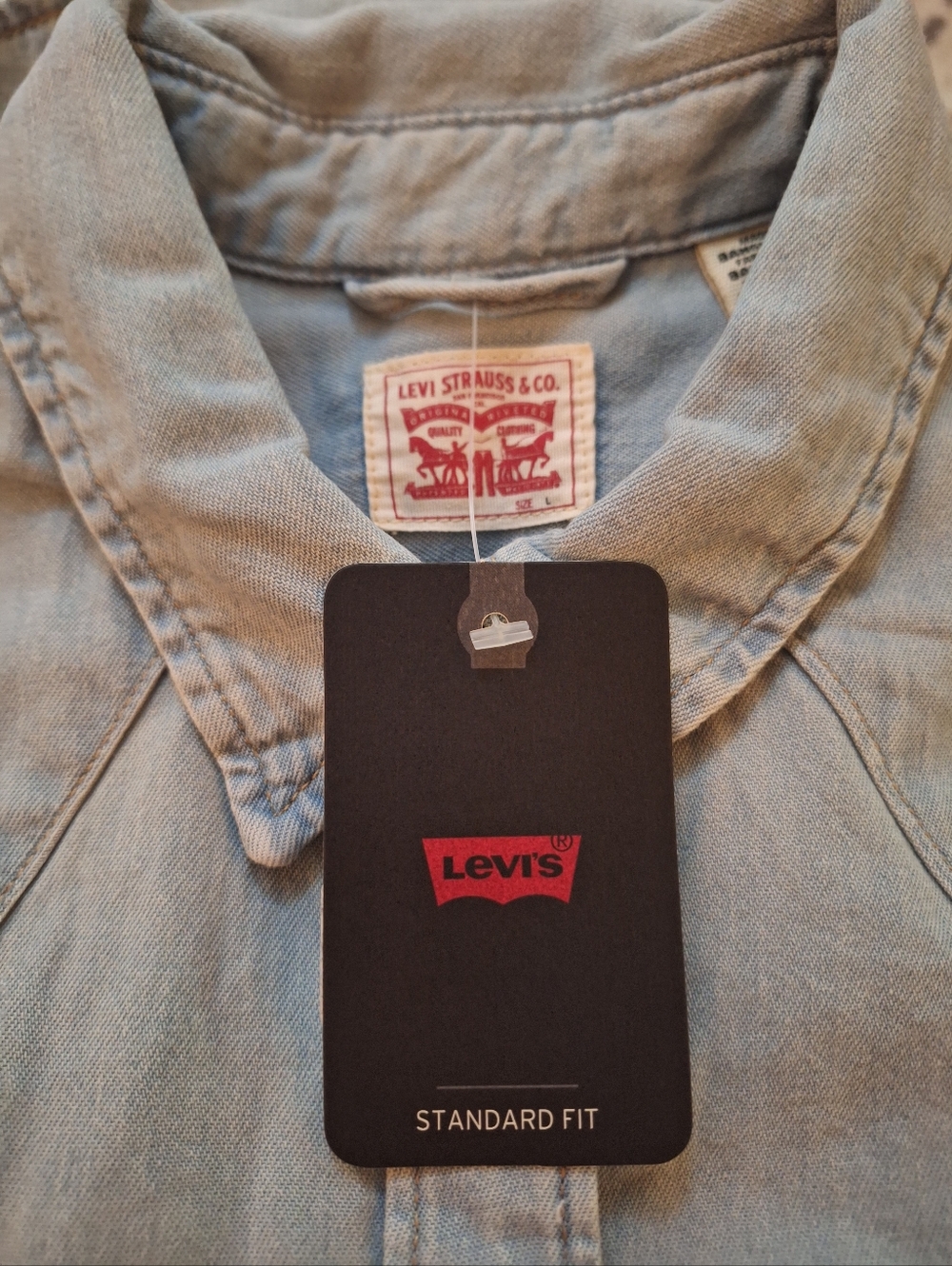 Levi's Light Wash Denim Western Snap Button Down Shirt 100% Cotton Shacket - Picture 12 of 14